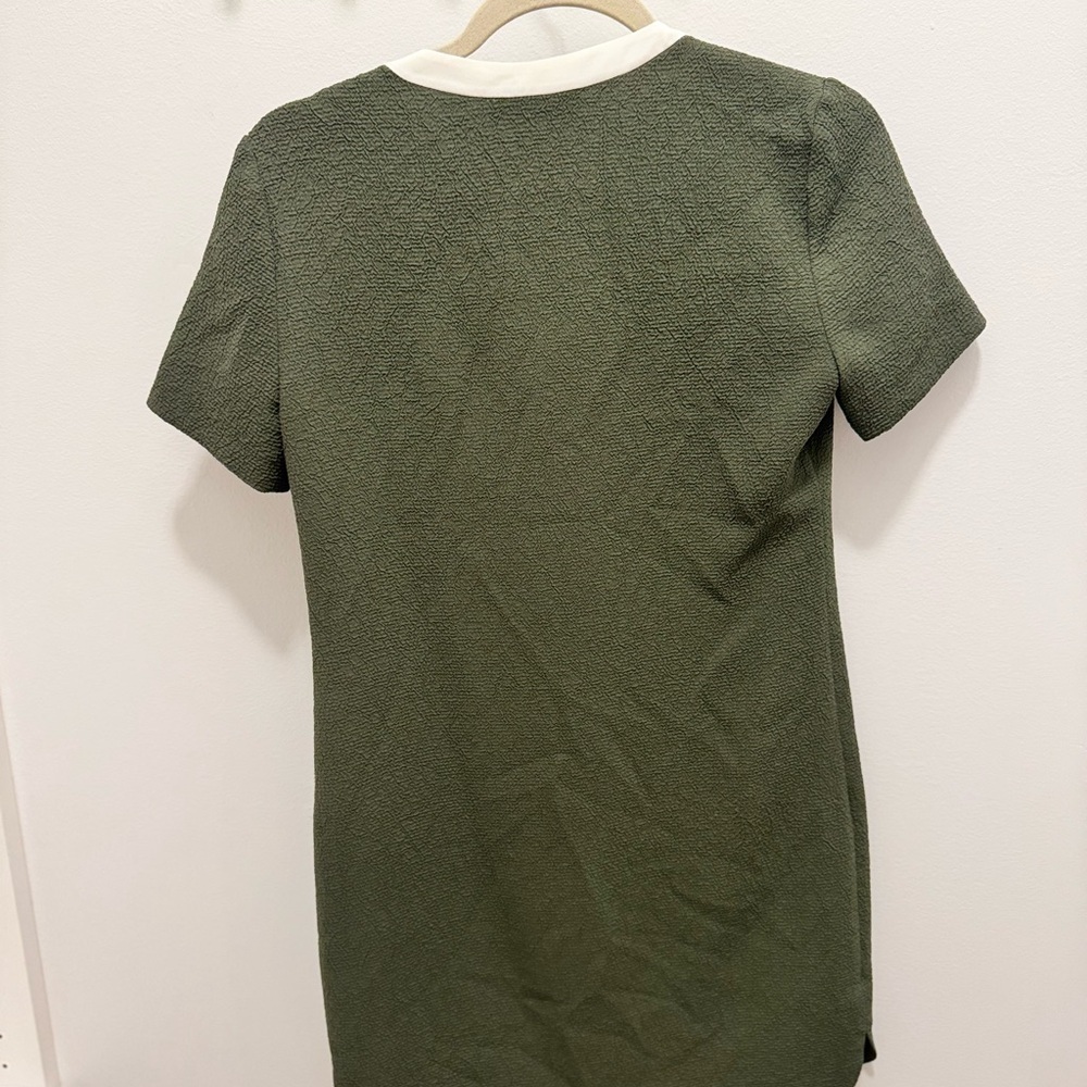 Sandro Paris Shift Dress Minimalist Quiet Luxury Designer Small Olive Green - Picture 5 of 11